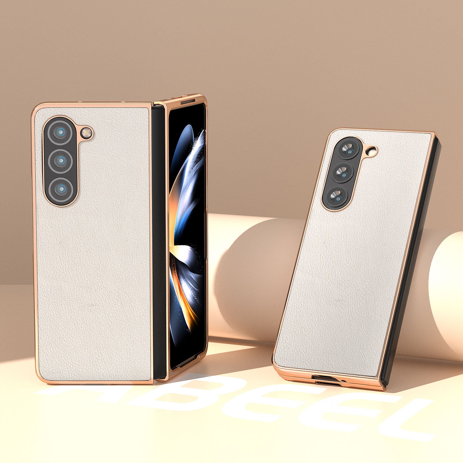 For Samsung Galaxy Z Fold5 5G Textured Genuine Cow Leather Coated PC Phone Case Electroplating Anti-Scratch Cover For Samsung Galaxy Z Fold5 5G Textured Genuine Cow Leather Coated PC Phone Case Electroplating Anti-Scratch Cover